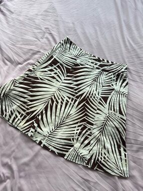 Brown and cream leafy printed midi skirt!!